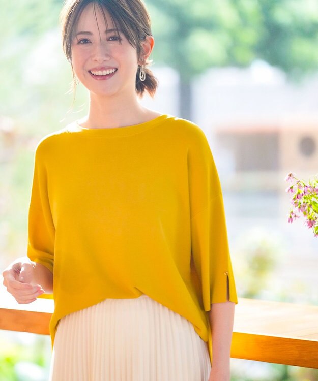 ANY SIS 【アイスタッチ】ボートネックニット プルオーバー マリーゴールド