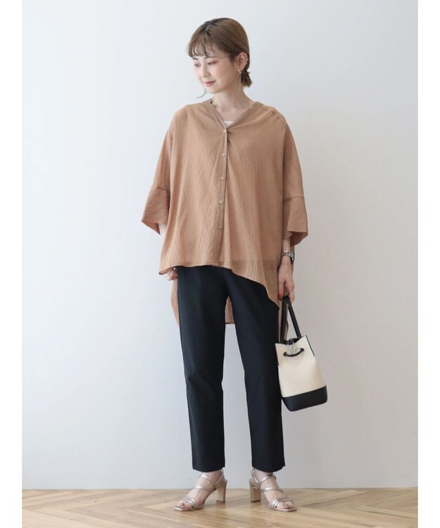 AMERICAN HOLIC バックギャザーＶネックシアーシャツ Camel