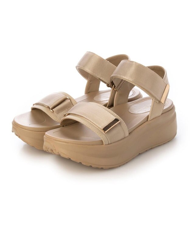 MODE ET JACOMO <noyau>厚底サテンベルクロスポーツサンダル ベージュ