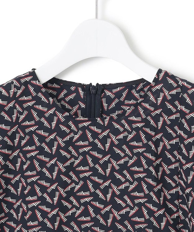 23区 L 【洗える】エスパドリーユ プリント ブラウス ネイビープリント