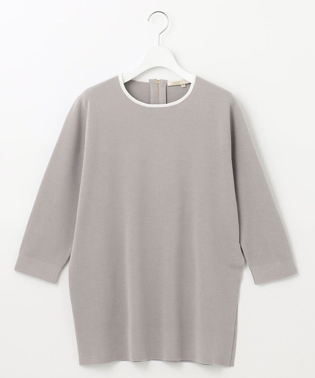 自由区 L 【洗える/セット着用可】ドライコットンハイゲージブラウスライク ニット ベージュ系