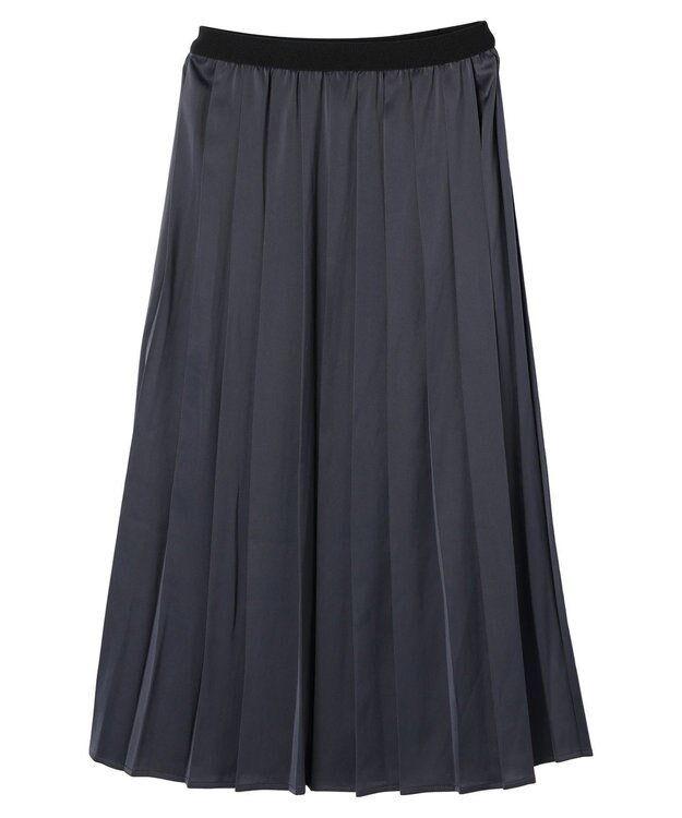 earth music&ecology サテンプリーツスカート Charcoal Gray