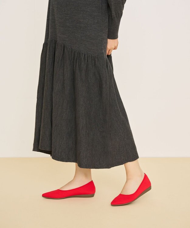 steppi 【洗える/撥水】ベーシック ポインテッド パンプス レッド