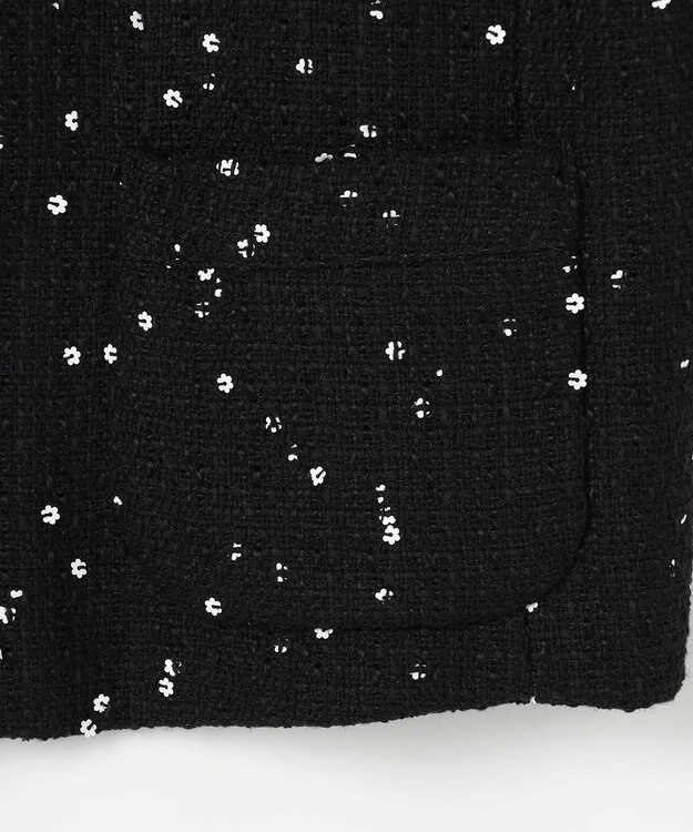 組曲 S フラワースパンコール ツイードジャケット ブラック系
