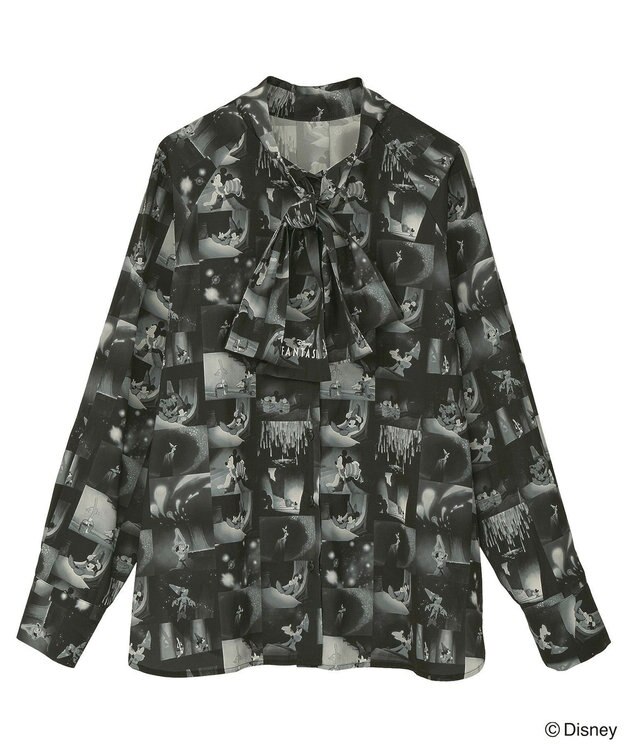 Green Parks ＦＡＮＴＡＳＩＡ／総柄ボウタイブラウス Black