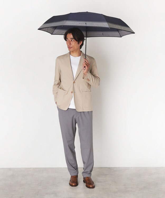 MOONBAT ポロ ラルフ ローレン (POLO RALPH LAUREN)  メンズ 長傘 雨傘 ロゴ刺繍 ボタンジャンプ ワンタッチ ディープブルー