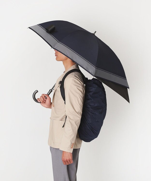 MOONBAT ポロ ラルフ ローレン (POLO RALPH LAUREN)  メンズ 長傘 雨傘 ロゴ刺繍 ボタンジャンプ ワンタッチ ディープブルー