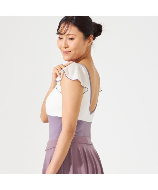 Chacott ★ 【L～３Lサイズ限定】フレアスリーブレオタード モーブ