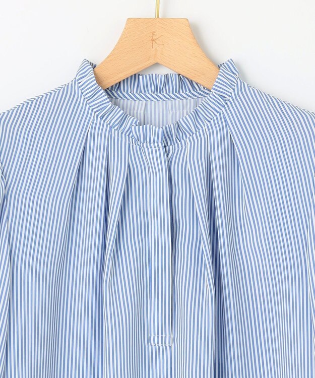 組曲 【WEB限定】ライトデシン フリル襟ブラウス ブルーストライプ系5