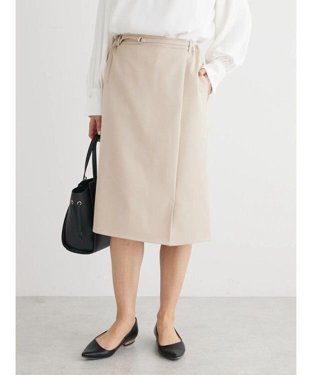 Green Parks 〈選べるきれシル〉Ｉラインミディ丈スカート Beige