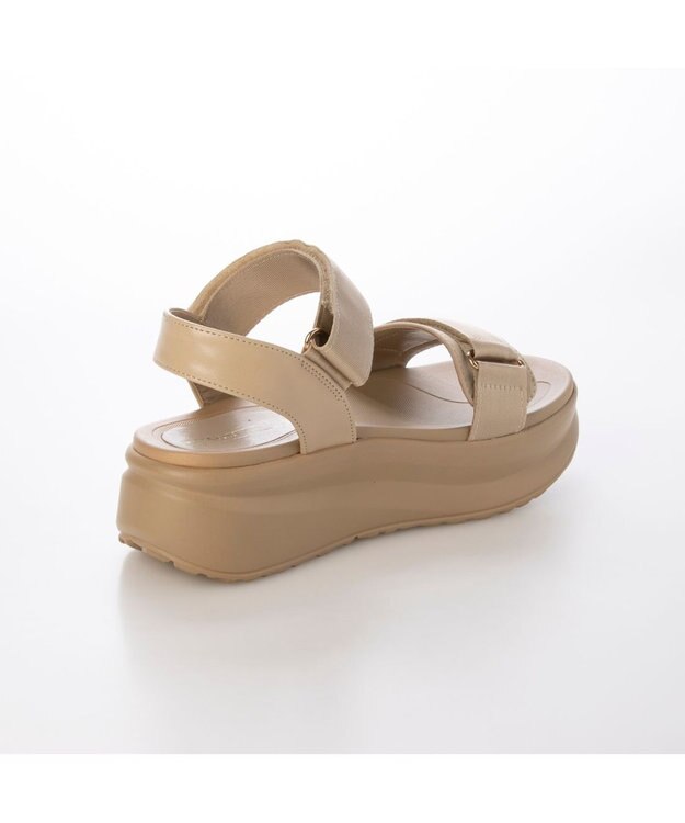 MODE ET JACOMO <noyau>厚底サテンベルクロスポーツサンダル ベージュ