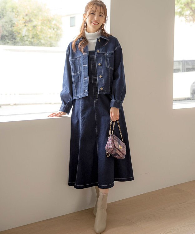 ANY SIS 【洗える】ストレッチライトデニム ジャケット インディゴ