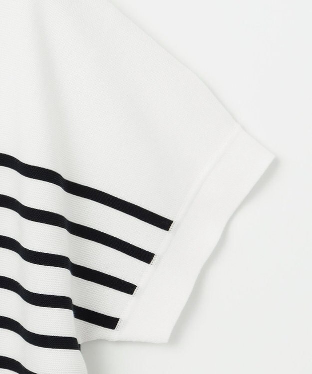 J.PRESS LADIES S 【洗える・抗菌防臭】 ドルマンガーター ボーダー ニット ホワイト系1