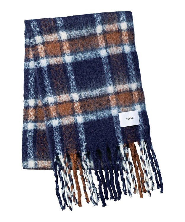 MOONBAT estaa ボリュームマフラー クラシックチェック／手洗い可 ディープブルー