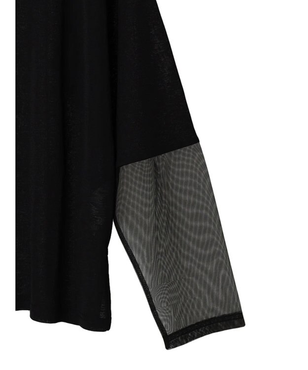 Green Parks 袖チュールドッキングシアープルオーバー Black