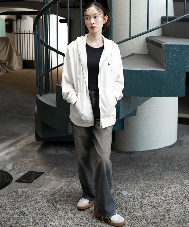 WEGO 【WEB限定/ユニセックス着用ITEM/25年秋冬新作/SMLサイズ展開】別注U.S.POLO ASSN.　ZIPパーカー オフホワイト