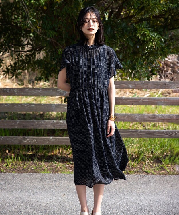 組曲 【WEB限定・2WAY】サッカードビードットプリント ワンピース ブラック系5