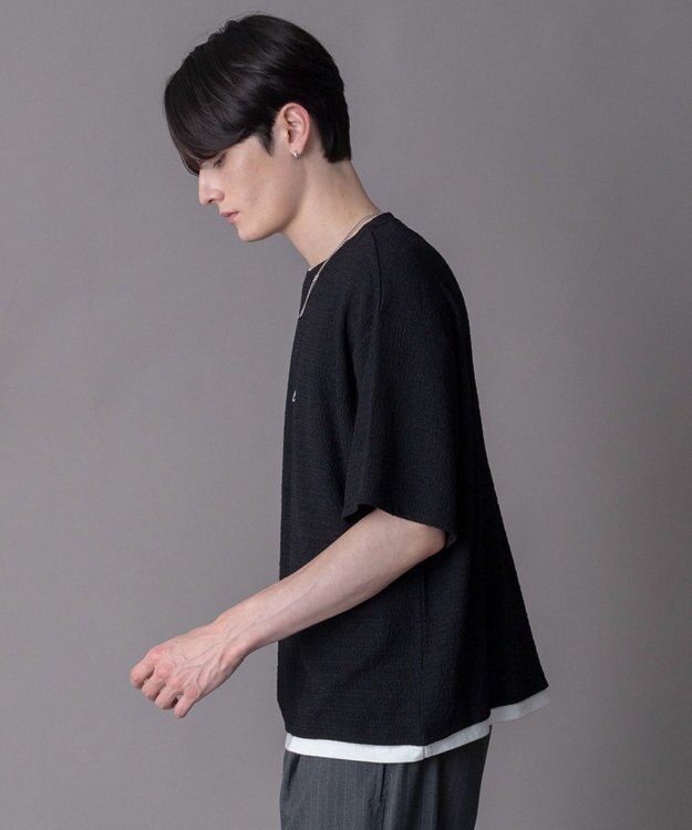 WEGO 【ユニセックス着用ITEM】ワンポイントフェイクレイヤードT（SS） ブラック