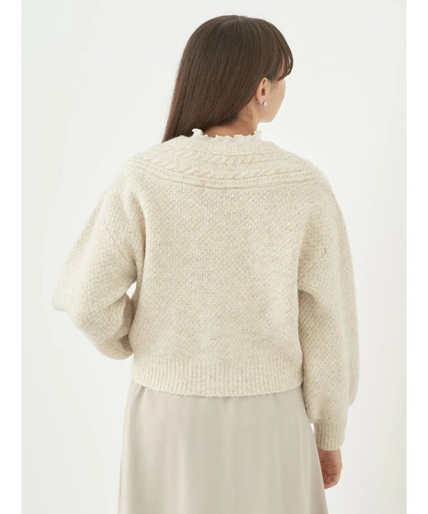 earth music&ecology ラメスラブニットカーディガン Off White