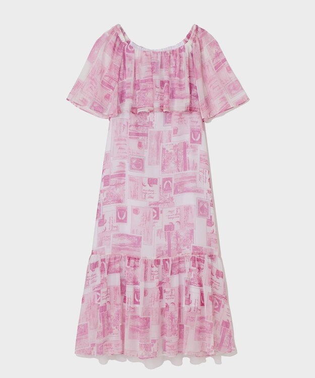 GRACE CONTINENTAL シフォンプリントドレス ピンク