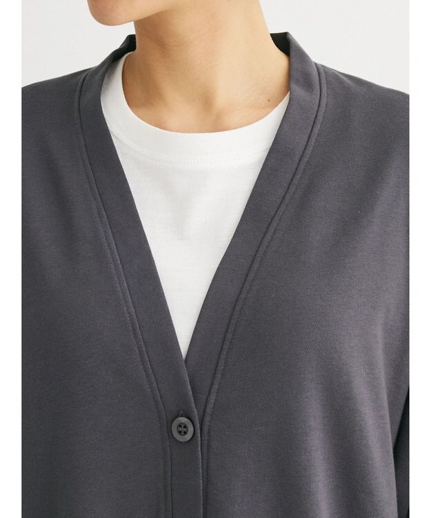 Green Parks ミニ裏毛Ｖネックカーディガン Dark Gray