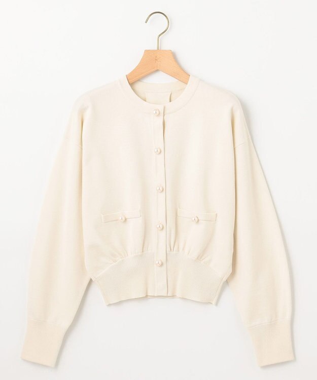 組曲 L 【WEB限定色あり】ELENA パールボタン ニットジャケット パールホワイト系