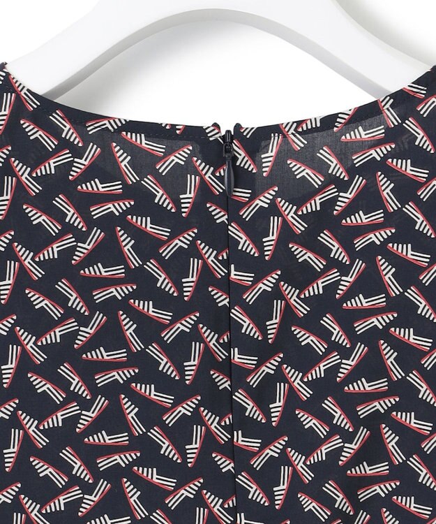 23区 【洗える】エスパドリーユ プリント ブラウス ネイビープリント