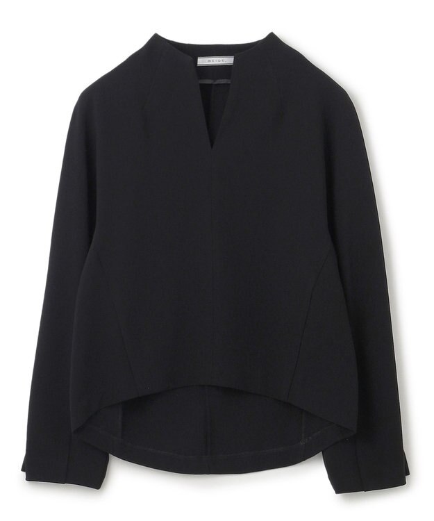 BEIGE， 【洗える】RUE / スリットネックフォルムブラウス Black