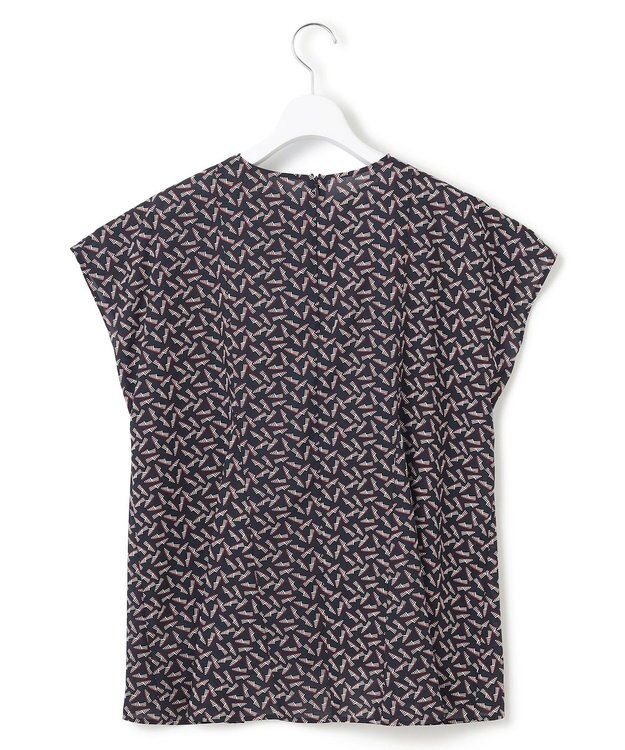 23区 【洗える】エスパドリーユ プリント ブラウス ネイビープリント