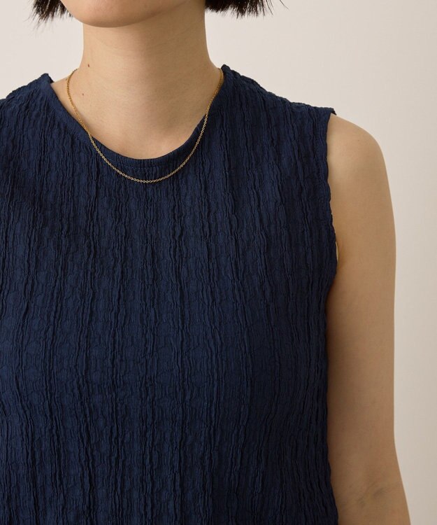 AMERICAN HOLIC フクレジャガードノースリーブトップス Navy