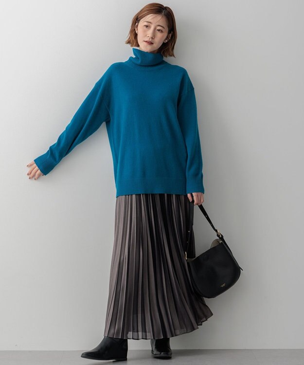 23区 ピュアカシミヤ タートルネック  ニット ターコイズブルー系