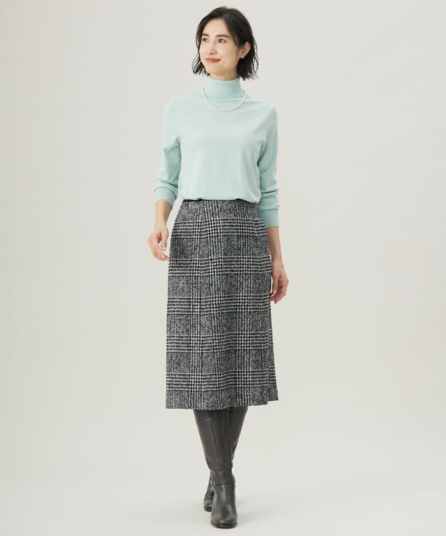 J.PRESS LADIES ウールシルクツイードグレンチェック スカート モノトーン系3