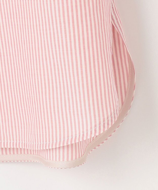 J.PRESS LADIES 【洗える】コットンアセVis ストライプ ギャザー ブラウス オレンジ系1