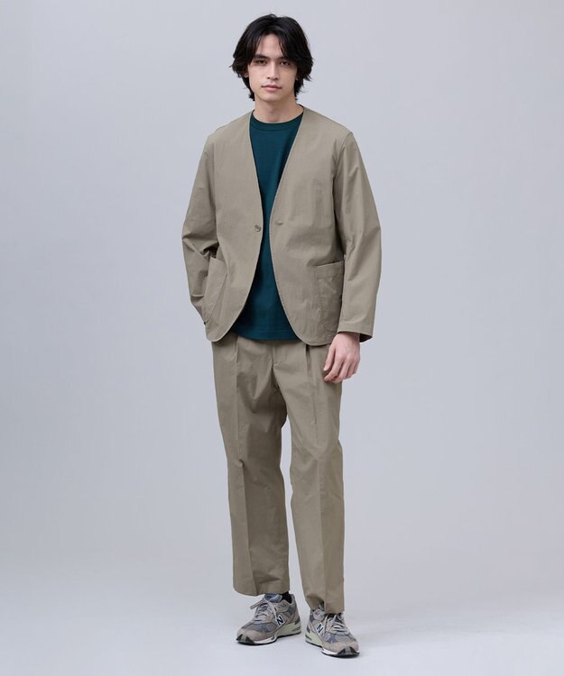 J.PRESS MEN 【J.PRESS ORIGINALS】【UNISEX】Nylon Polyurethane Dray Stretch No Collar Jacket ベージュ系