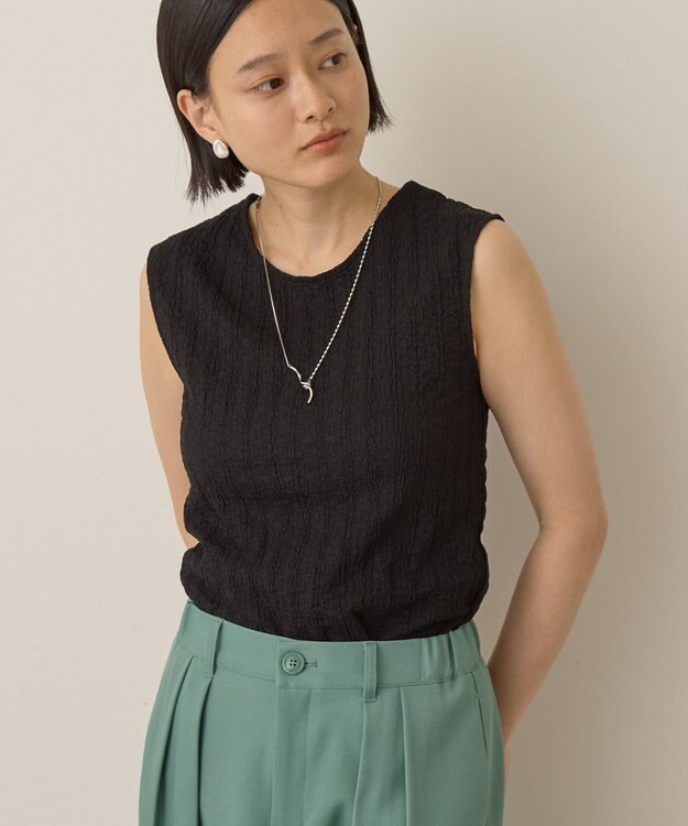 AMERICAN HOLIC フクレジャガードノースリーブトップス Black