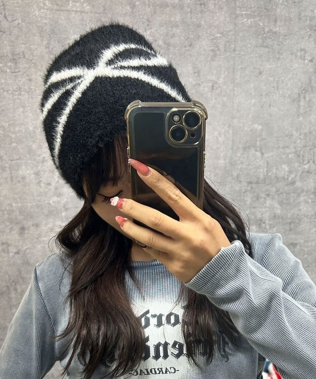 WEGO シャギーリボンニットワッチ ブラック