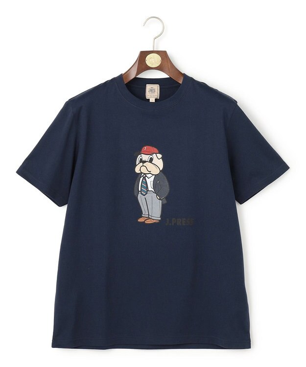 J.PRESS MEN 新デザイン【BULLDOG BOY】プリント Tシャツ ネイビー系