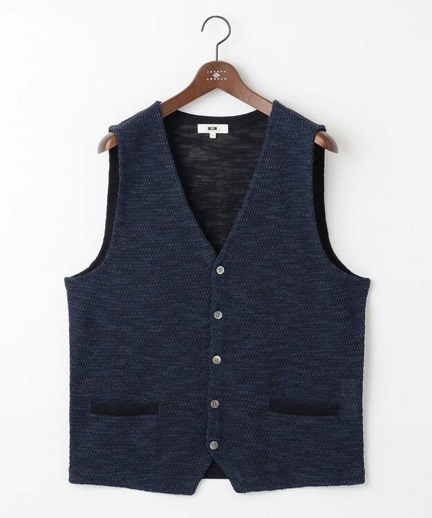 JOSEPH ABBOUD 【キングサイズ・清涼感/軽い/洗える】 スラブギマニットベスト ネイビー系