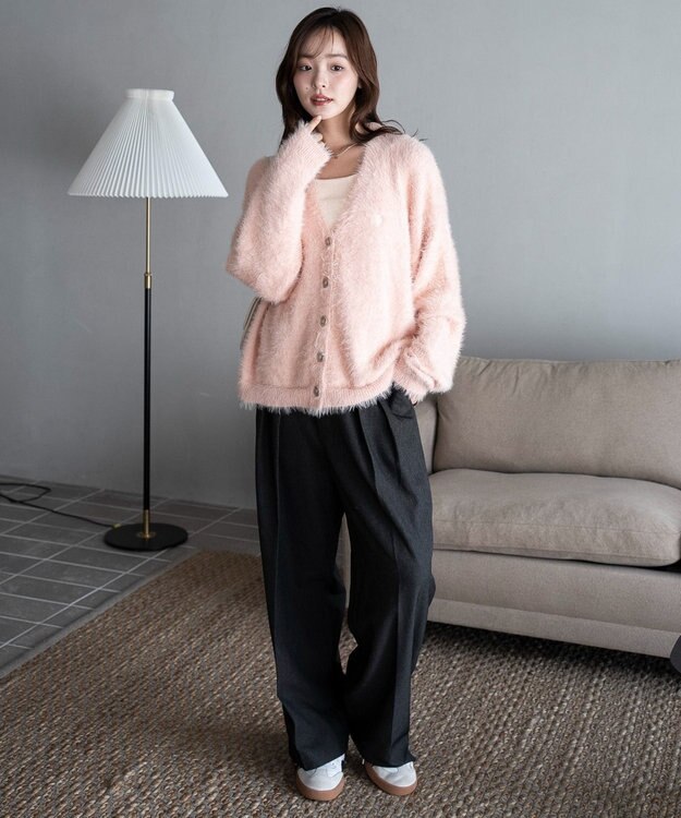 WEGO 【25年秋冬新作/WEB限定】別注USPOLOシャギーニットカーデ ライトピンク