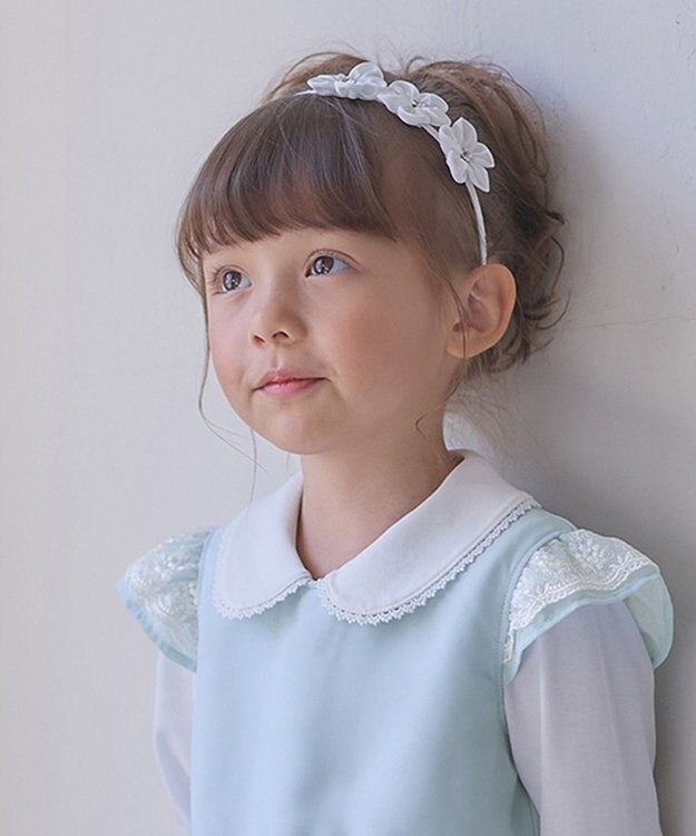 ANY KIDS シフォンお花 × ジュエル キッズ カチューシャ オフホワイト