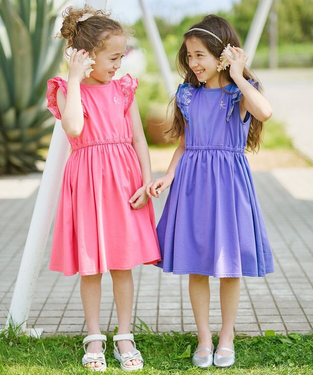 組曲 KIDS 【150-160cm】ビーチコーミングスカラップ ワンピース アクアリウムブルー系