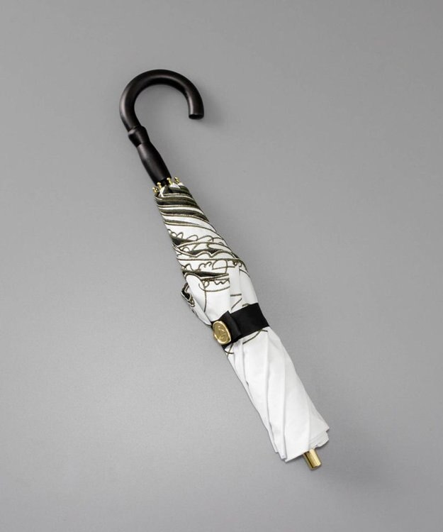 AURORA Beaurance ビューランス カリグラフィー刺しゅう柄 晴雨兼用パラソル傘 (トップフラット折傘) ホワイト