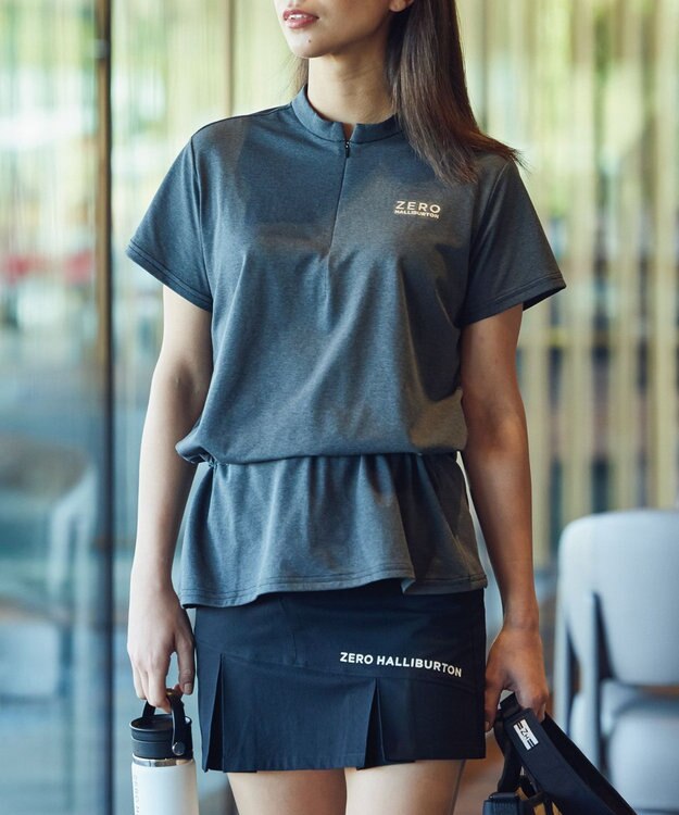 ZERO HALLIBURTON ロングハーフジップシャーリングシャツ 82833 レディーW4S2 スゴルフ ネイビー杢