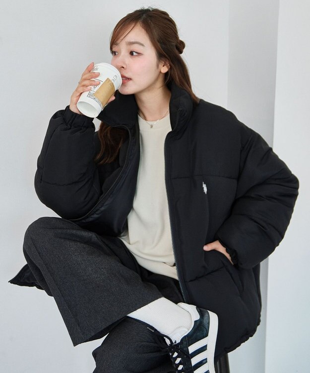 WEGO 【WEB限定/Sサイズ新登場/お気に入り登録者数5万人越えの大人気アイテム】U.S. POLO ASSN.別注パデッドジャケット ブラック