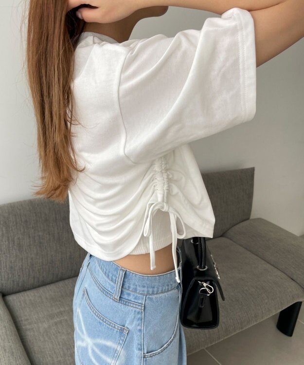 WEGO ロゴレースドロストショートT ホワイト