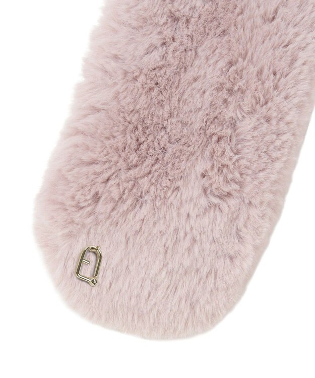 MOONBAT FURLA（フルラ）プチリボンマフラー  アーチロゴ フェイクファー ローズピンク