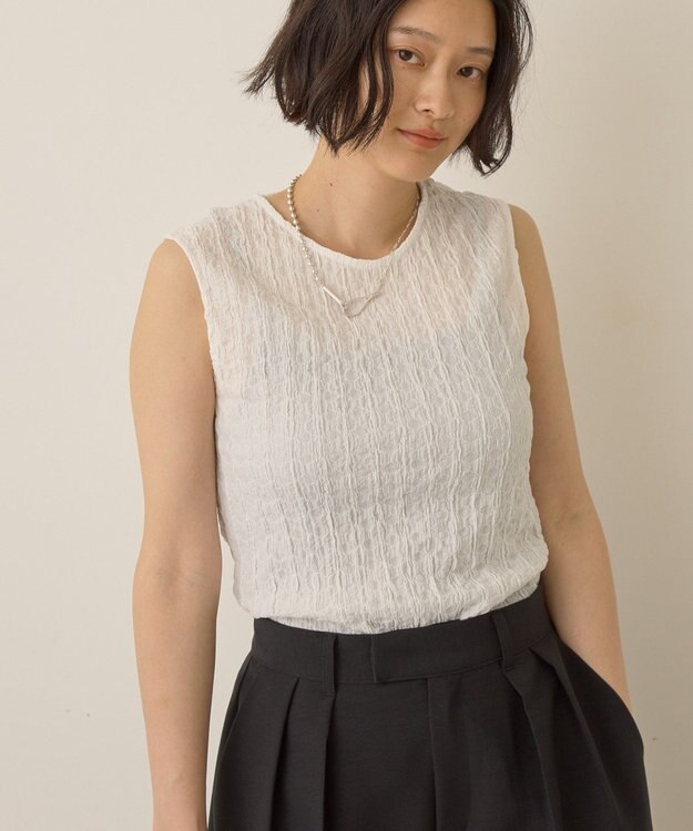 AMERICAN HOLIC フクレジャガードノースリーブトップス Off White