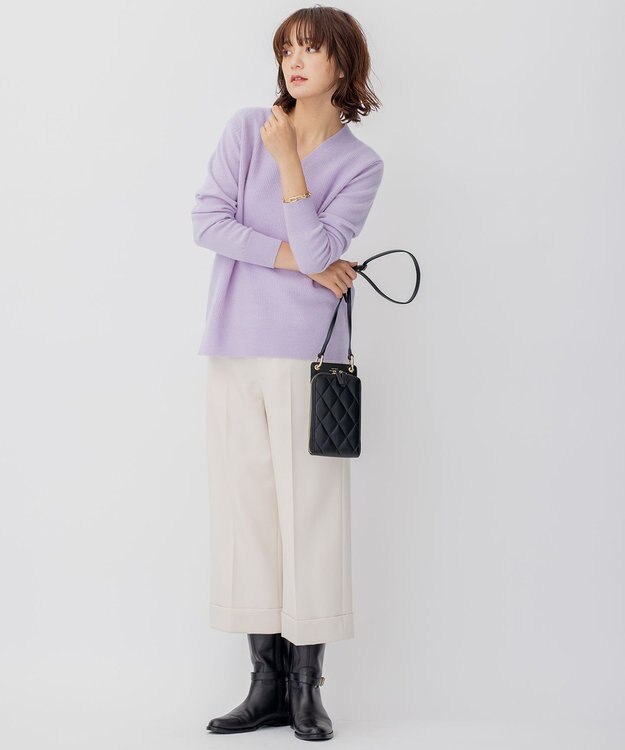 23区 【WEB限定】カシミヤブレンドバルキー Vネック ニット ライラック系