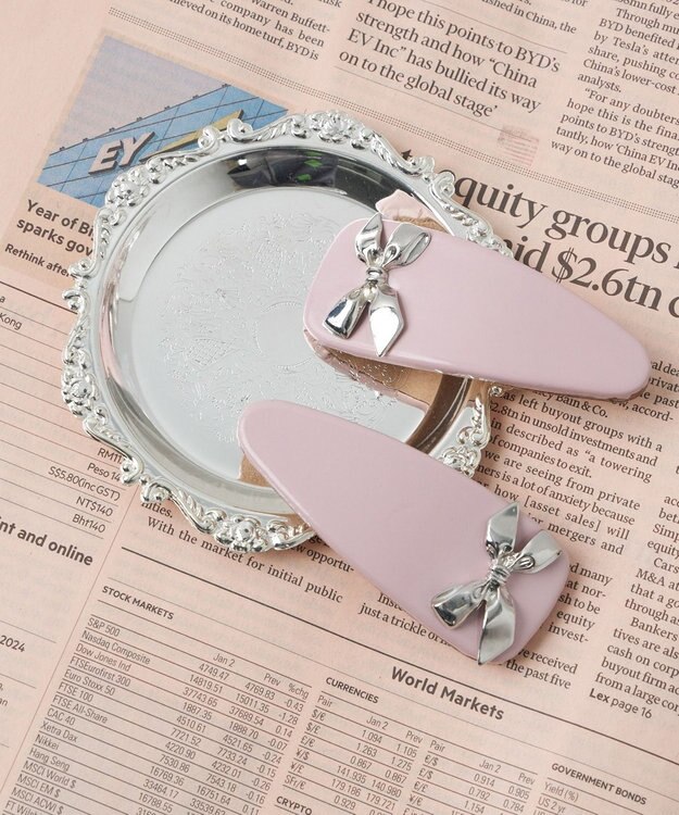 WEGO 【2点セット】L2Pモチーフパテッドバレッタ ライトピンク