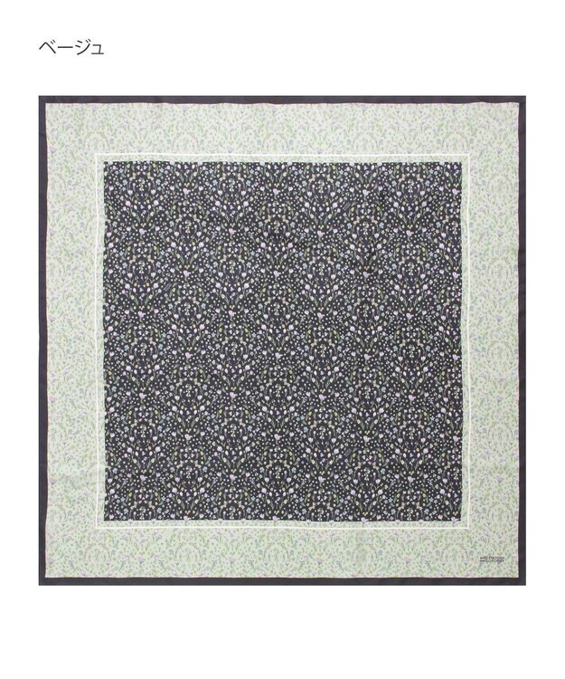 MOONBAT 【シルク100%】MACKINTOSH PHILOSOPHY(マッキントッシュ フィロソフィー）小花柄 シルクプリントスカーフ 日本製 68cm×68cm  UV対策 ベージュ